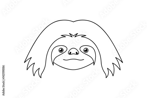 Cute sloth face outline graphic illustration for childrens designs and coloring pages easy vector