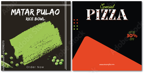 Foodie Delight: Matar Pulao & Special Pizza Social Media Menu Showcase