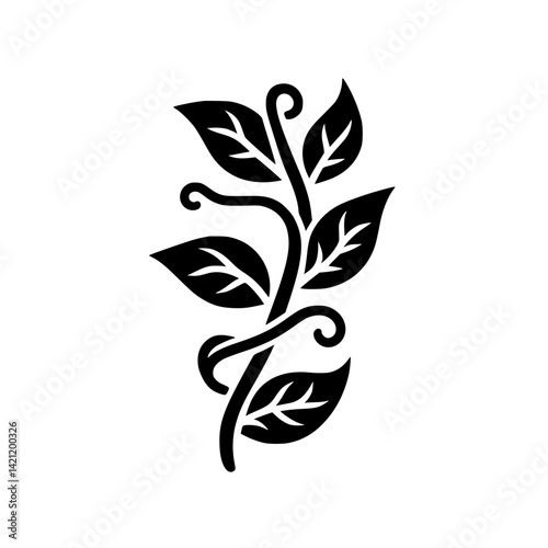Elegant Black & White Plant Silhouette: Minimalist Botanical Design