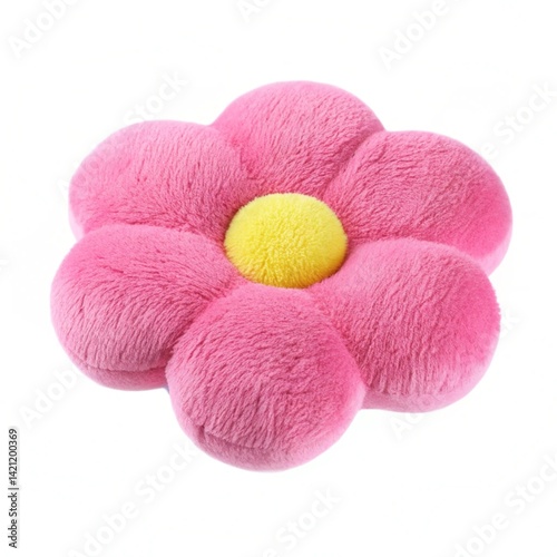 Pink Flower-Shaped Plush Toy with Yellow Center – Decorative Item
