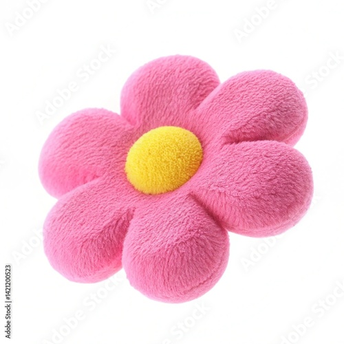 Pink Flower-Shaped Plush Toy with Yellow Center – Decorative Item