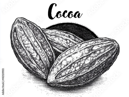 Wallpaper Mural A Detailed Hand Drawn Of Cocoa Vector Illustration Design On A White Background Torontodigital.ca