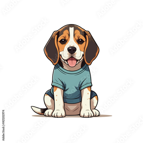 Cute Beagle Dog Sitting Cartoon Vector Icon Illustration Animal Nature Icon Isolated Flat Vector