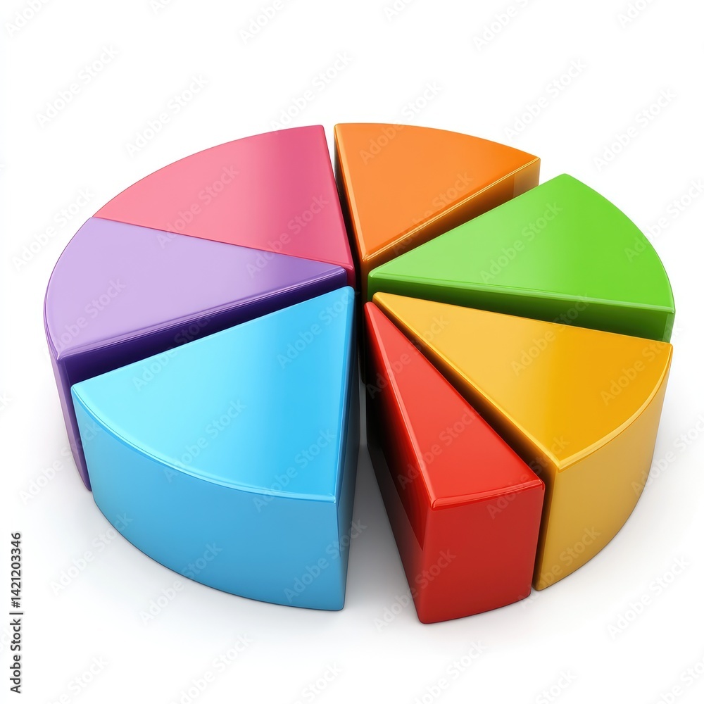Obraz premium Colorful pie chart illustrating data distribution.