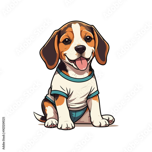 Cute Beagle Dog Sitting Cartoon Vector Icon Illustration Animal Nature Icon Isolated Flat Vector