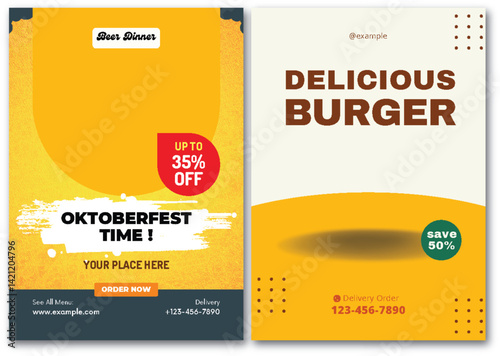 Appealing Restaurant Promotion Flyers: Oktoberfest Beer and Delicious Burger Deals