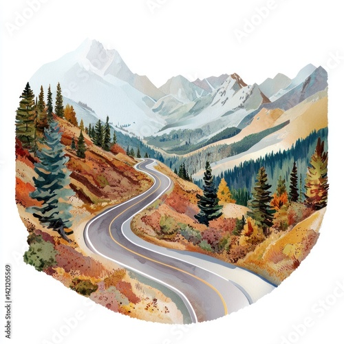 Majestic mountain pass road with rich natural surroundings, cut out