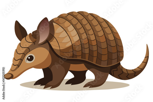 Vibrant cartoon illustration of an armadillo featuring a detailed shell. Perfect for educational materials, wildlife themes, and creative projects.