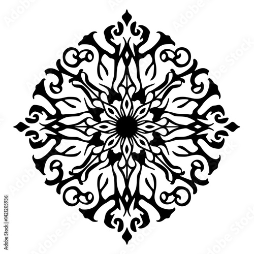 Ornamental Black & White Mandala Design