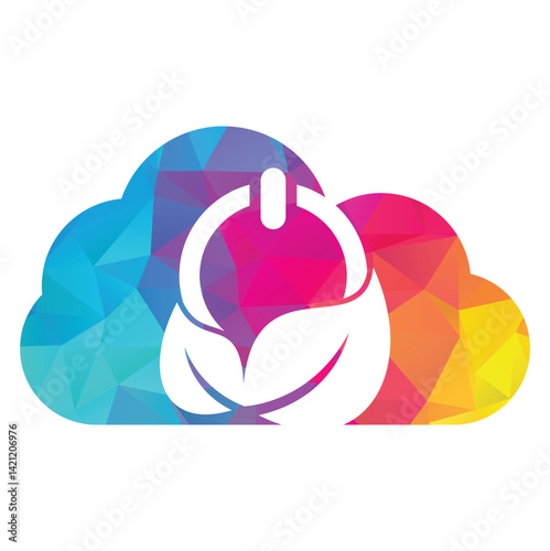 Leaf power button logo design icon vector.