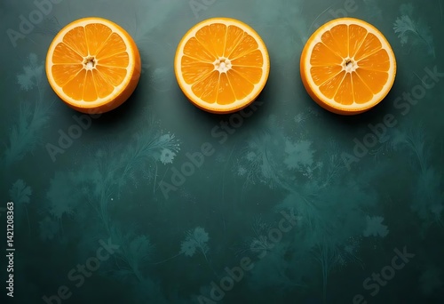 Juicy Orange Slices: A Vibrant Still Life on Teal