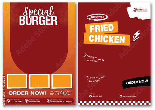 Eye-Catching Restaurant Promo Designs for Burgers and Fried Chicken