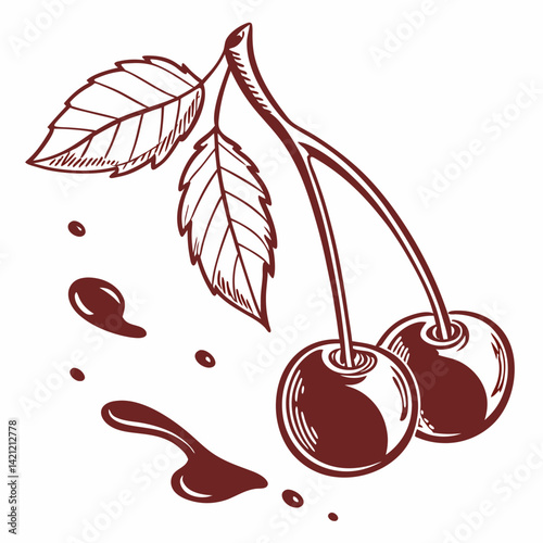 cherry red ink drip with balloon like splatter