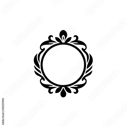Elegant Black & White Ornamented Circular Frame