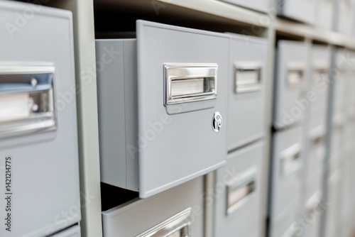 Office filing cabinet with multiple drawers, functional and organized, isolated