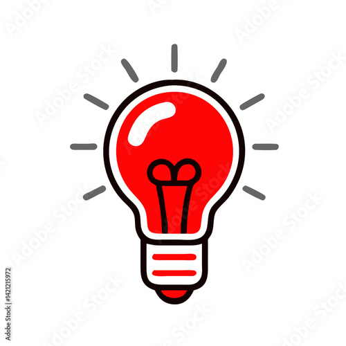 Lightbulb icon in red and black outline style