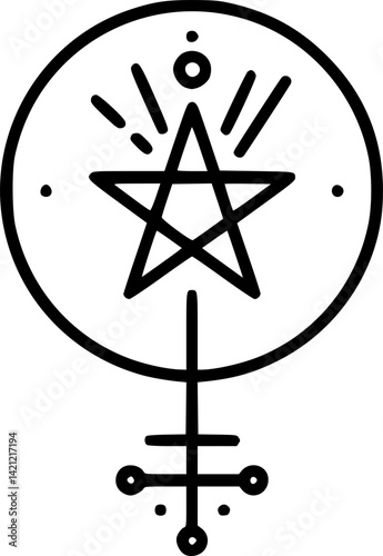 Raelism symbol David star of the galaxy Raeliteli icon in circle round black color vector illustration image outline contour line thin style
