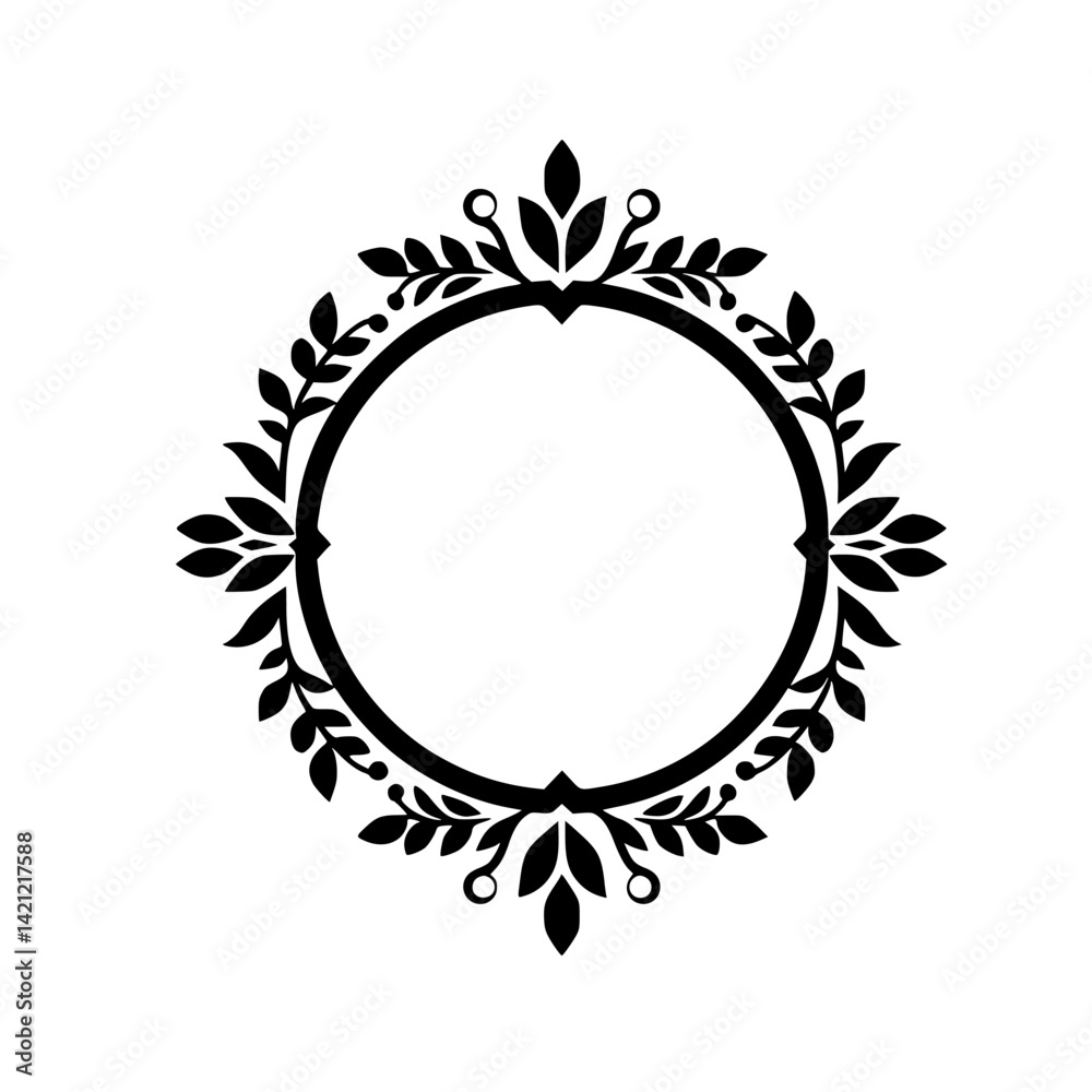Elegant Black Laurel Wreath Frame, Minimalist, Wedding Invitation Decor Elegant Black Laurel Wreath Frame, Minimalist, Wedding Invitation Decor