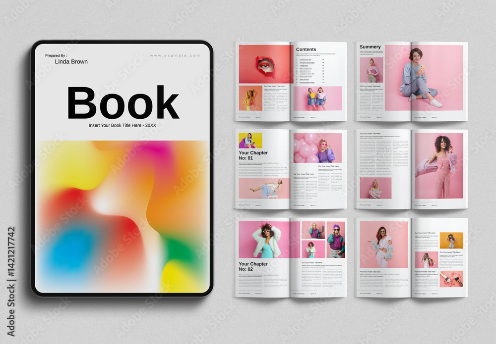 Digital Books Pages. Example Digital Book Layout Design Template Stock Template | Adobe Stock