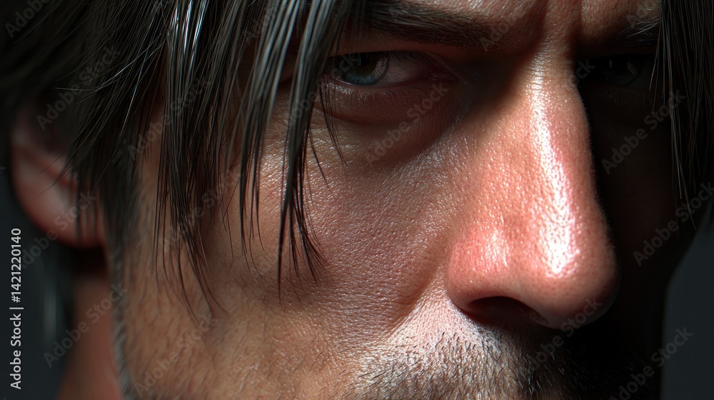 Fototapeta premium Close-up intense male face