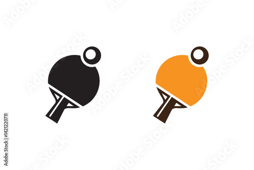 Ping pong paddle silhouette vector illustration. Ping pong icon.