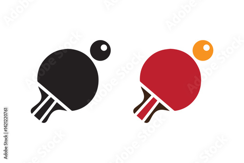Ping pong paddle silhouette vector illustration. Ping pong icon.