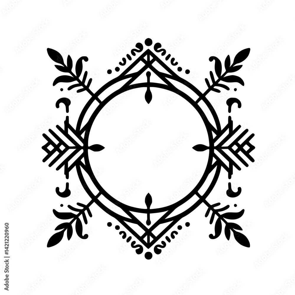 Fototapeta premium Geometric Floral Mandala Design in Black and White