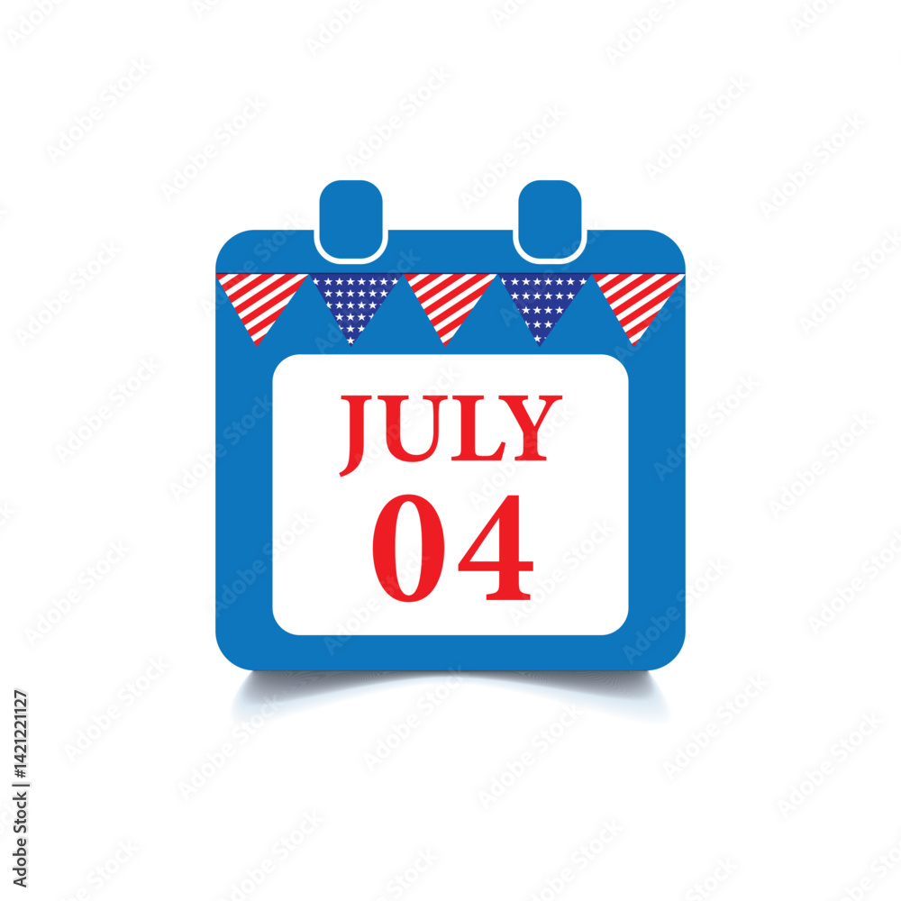 Calendar of 4th July filled line icon, america independence day calendar ICON, eps10