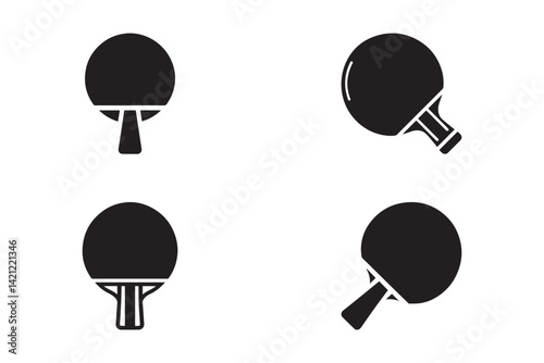 Set of Ping pong paddle silhouette vector illustration