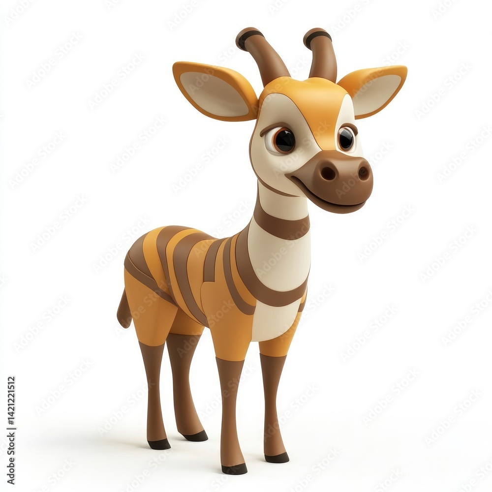 Obraz premium Cartoonish, endearing representation of a baby okapi.