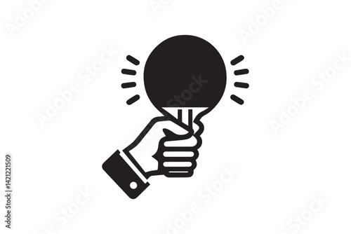 Holding ping pong icons. Holding ping pong paddle silhouette vector