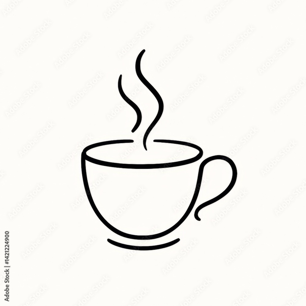 Simple Line Drawing of Steam Rising from Cup Simple Line Drawing of Steam Rising from Cup