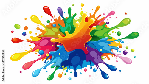 Colorful paint splash. Isolated design element on the.white background.