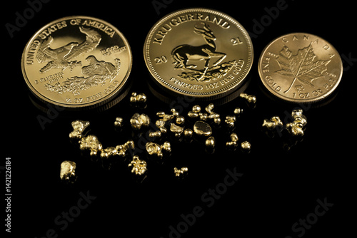 Gold coins gold precious metal for money investing
