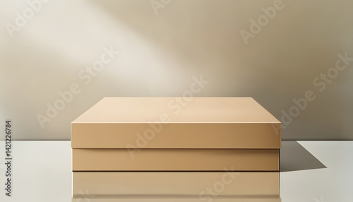 Closed plain cardboard box on white background for packaging and shipping