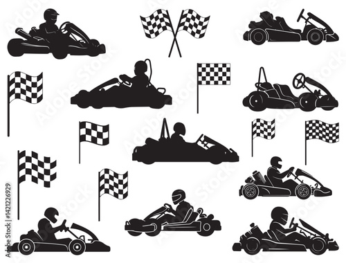 GO CART RACING SILHOUETTE