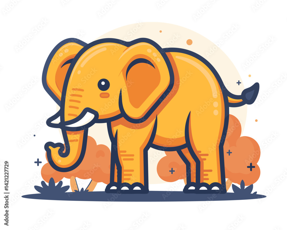 Fototapeta premium Vector illustration of a cute cartoon elephant isolated on a white background. 