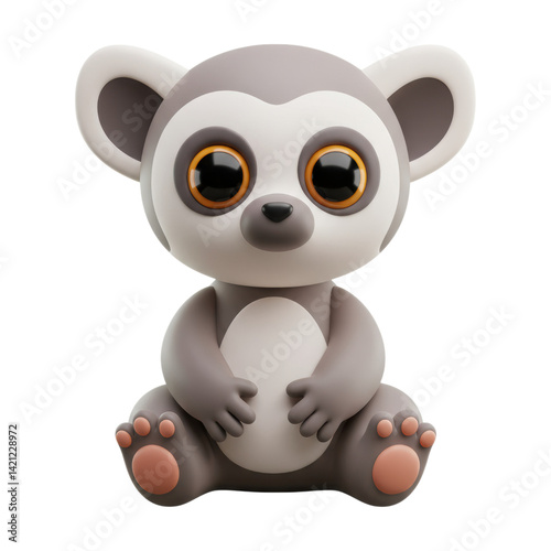 Cartoon white lemur with big eyes