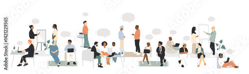 	
Office concept. Different people work together. Modern design.