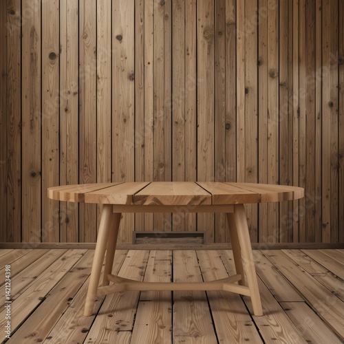 Wooden Table Product Background with Natural Texture and Warm Tones