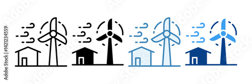 Wind Turbine  Icon Set Multiple Style Collection