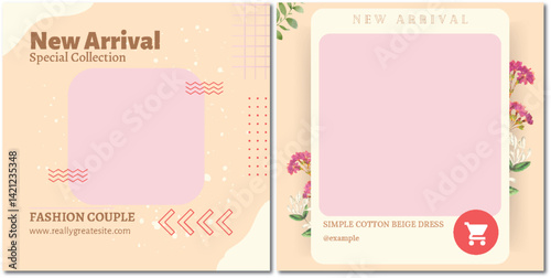 Delicate Fashion Promo Template with Pastel Colors and Floral Accents