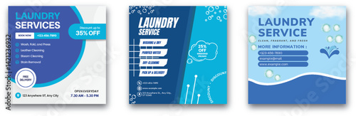 Promotional Laundry Services Banners with Discounts and Special Offers