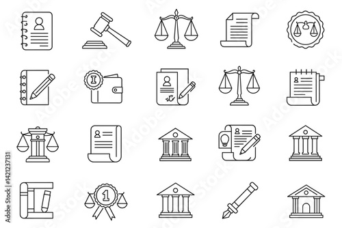 popular legal and law icons set