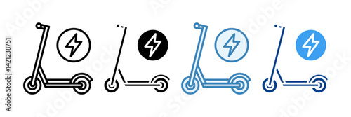 Electric Scooter  Icon Set Multiple Style Collection