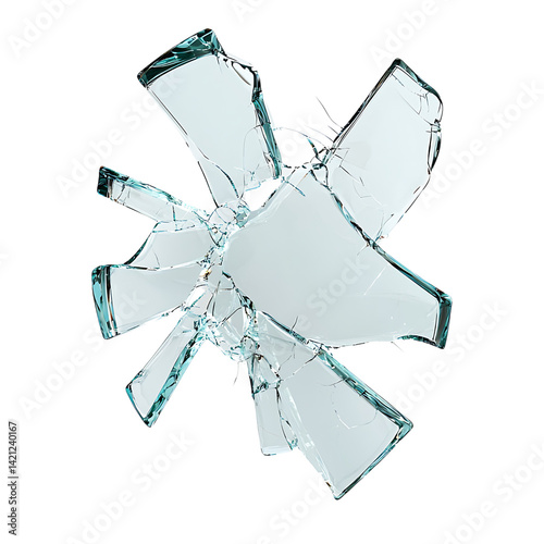 Obraz na płótnie Multiple sharp broken glass pieces and shards arranged randomly in high detail and clarity over a clean transparent background with jagged edges and cracks visible w salonie