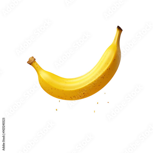 Obraz na płótnie A single curved yellow banana with intact stem and smooth peel isolated on a transparent background in clean and realistic high resolution presentation w salonie