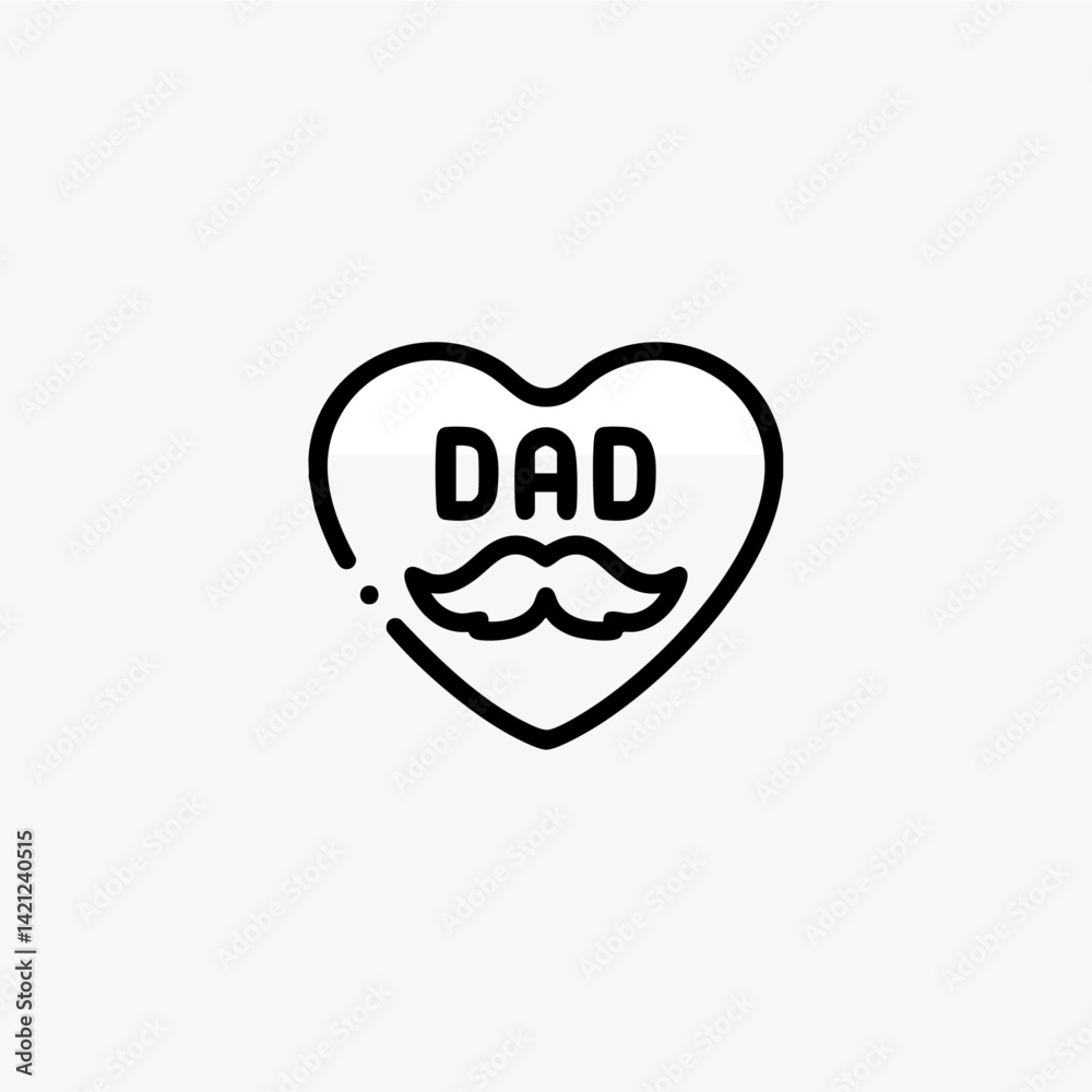 Dad mustache icon flat vector design Dad mustache icon flat vector design