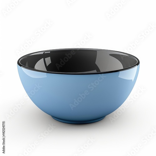 Light-blue bowl with dark-rimmed interior. photo