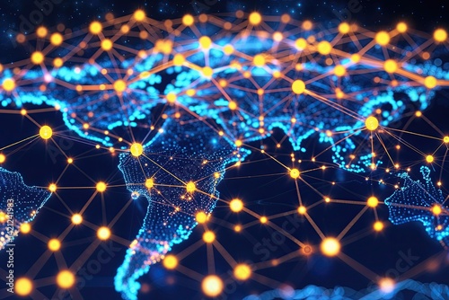 Luminous Blockchain Network Visualization Showcasing Innovation and Radiant Connections